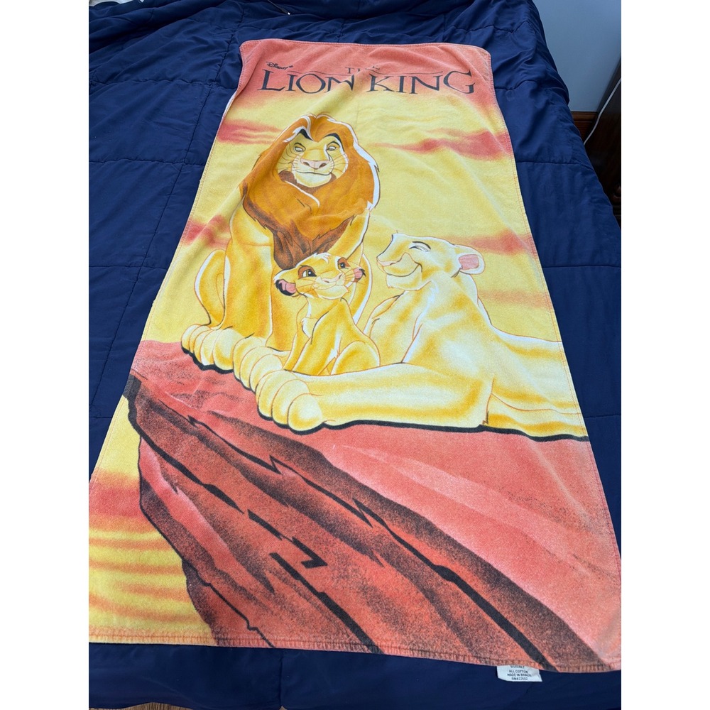 Disney The Lion King Beach Towel Orange Vintage Mufasa Simba Franco 27"x54"